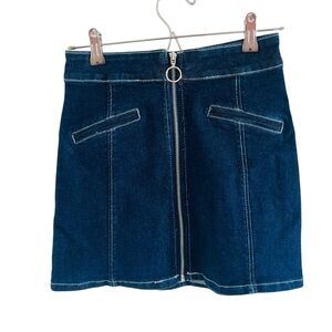 Tiger Mist Denim Zipper Skirt